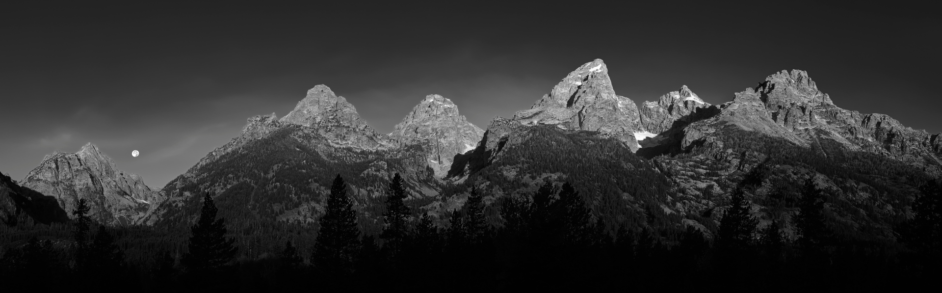 The Teton Range, Sunrise At Moonset
